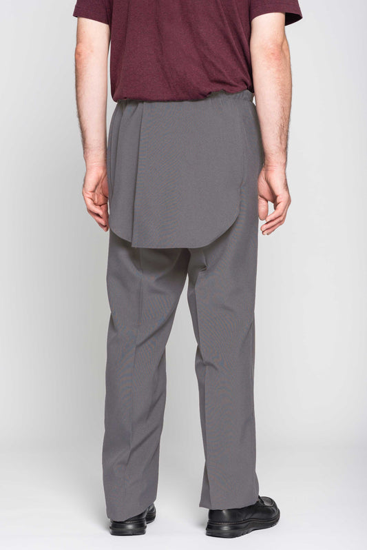 Experience comfort and convenience with our Adaptive Men's Open Back Pants. Designed with gabardine fabric, these pants are both stylish and durable, perfect for everyday wear. The machine washable feature and metal snaps make them easy to care for and we