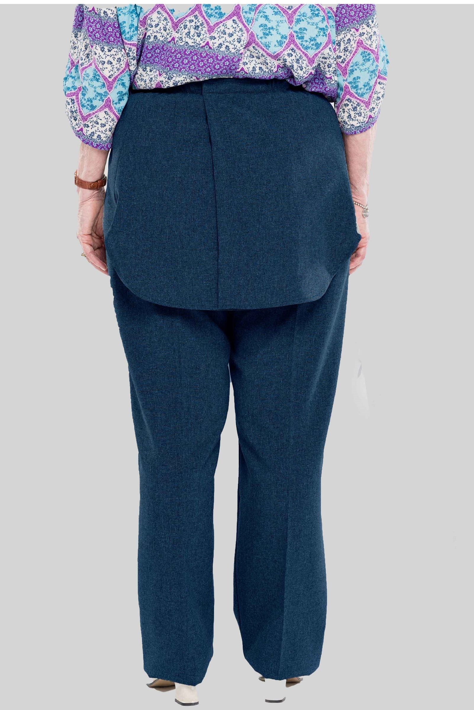 Stay comfortable and discreet with our adaptive pants. Designed with a back opening and double panels to conceal incontinence undergarments, these pants offer an attractive heathered tone and are our best seller. Easy metal snaps make dressing a breeze. P