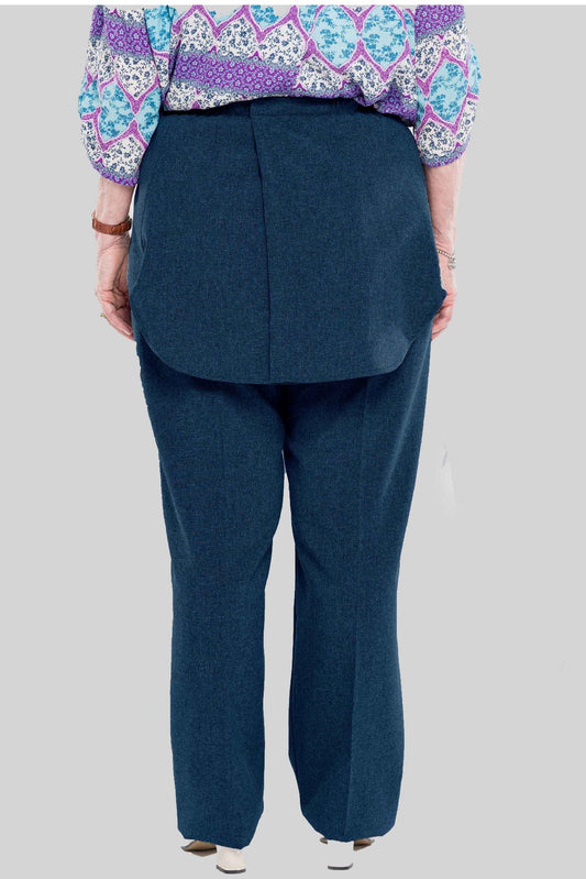 Stay comfortable and discreet with our adaptive pants. Designed with a back opening and double panels to conceal incontinence undergarments, these pants offer an attractive heathered tone and are our best seller. Easy metal snaps make dressing a breeze. P