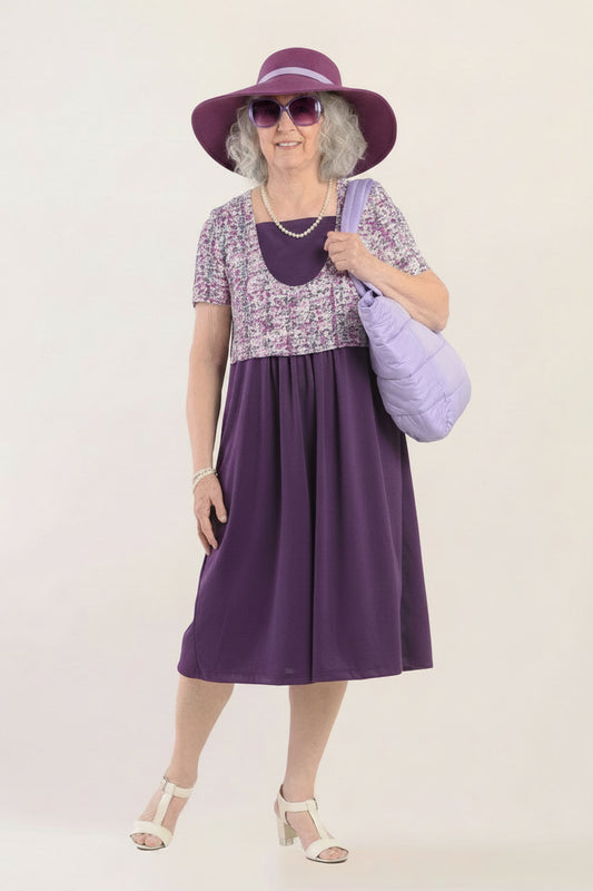 Adaptive Dress, Fake Dickey Blouse, Back Opening, Shoulder Snap Closure