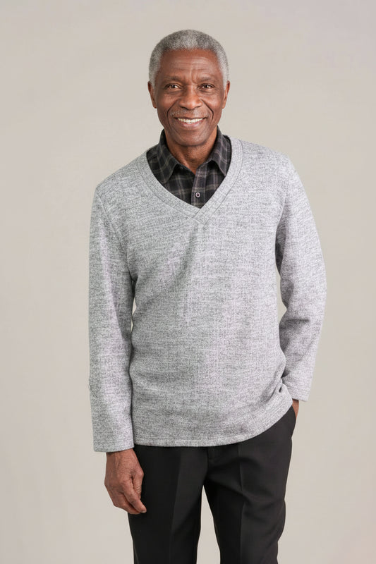 1NHT124-1U618-Chandail manche longue avec col de chemise