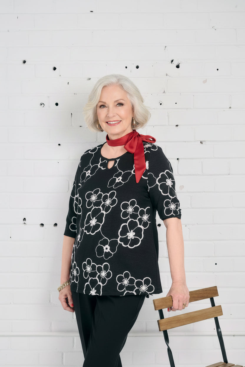 1RT352-2D119-Blouse , manches 3/4.