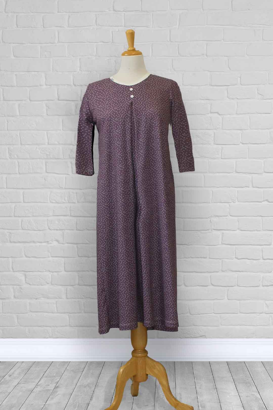 Adaptive Nightgown Open Back, Double Panels, Metal Snaps, Box Pleat