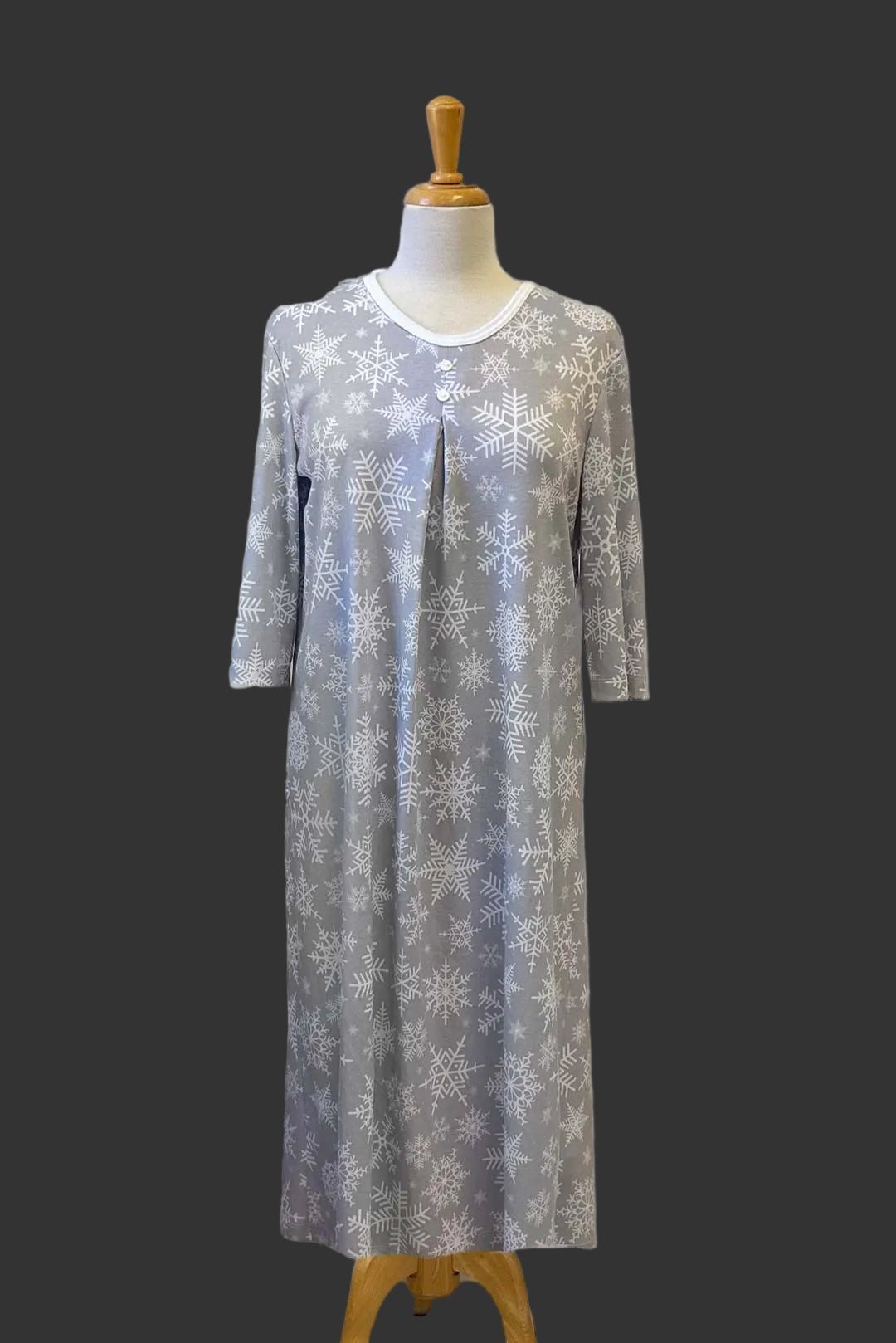 Adaptive Nightgown, Open Back, Double Panels, Metal Snaps, Box Pleat