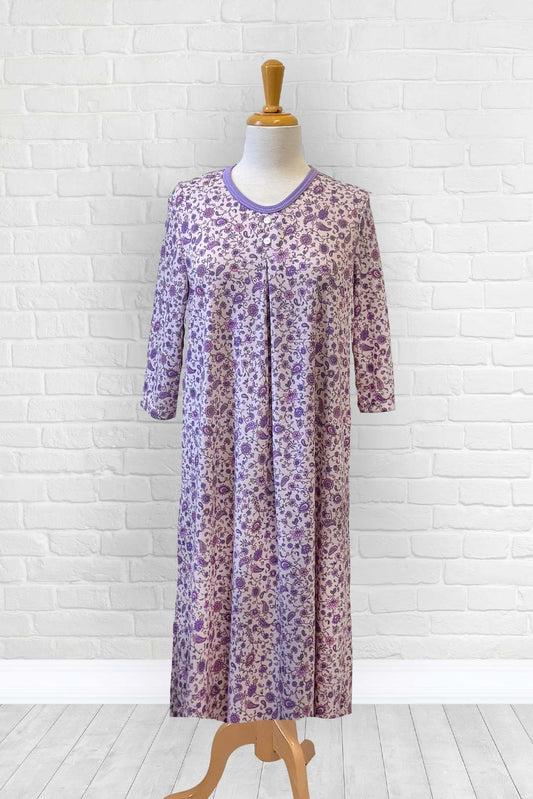 1WN130-2C311-Robe de nuit col rond, 2 boutons