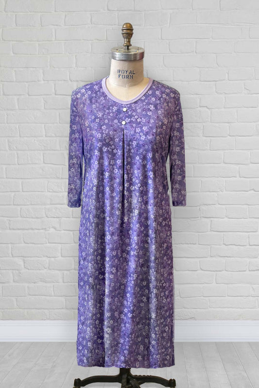 1WN130-2D314-Chemise de nuit col rond avec boutons