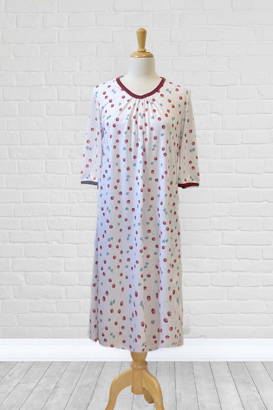 Adaptive Nightgown Open Back, Double Panels, Metal Snaps, Soft Knit Fabric