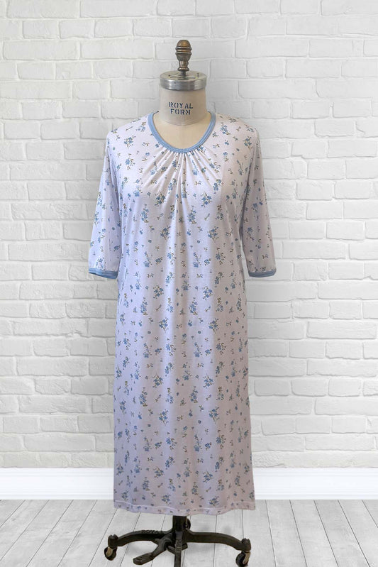 1XN131-2C300-Robe de nuit , col en rond avec encolure plissée