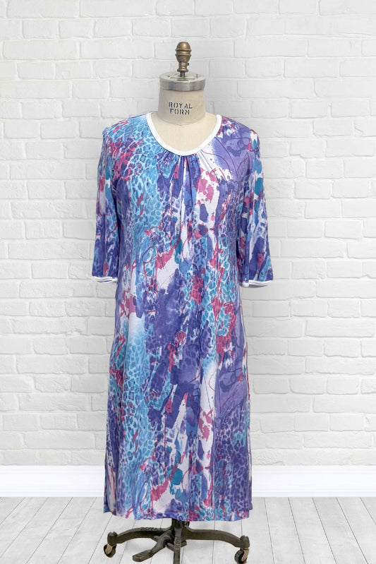 1XN131-2C304-Robe de nuit , col rond et plissé