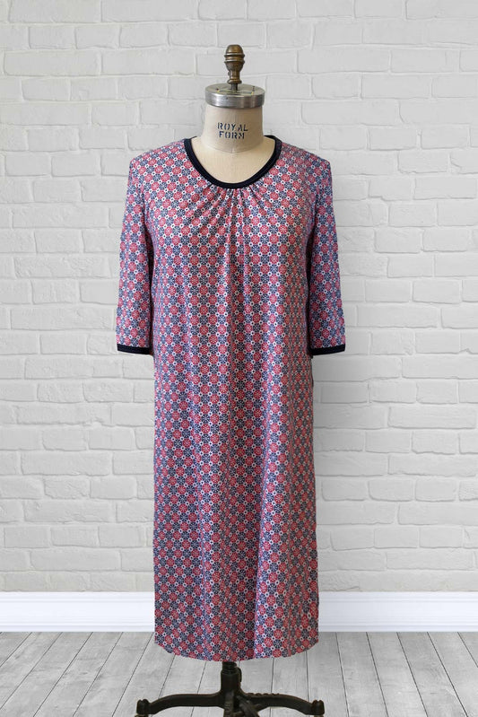 1XN131-2D304-Robe de nuit , col rond et plissé