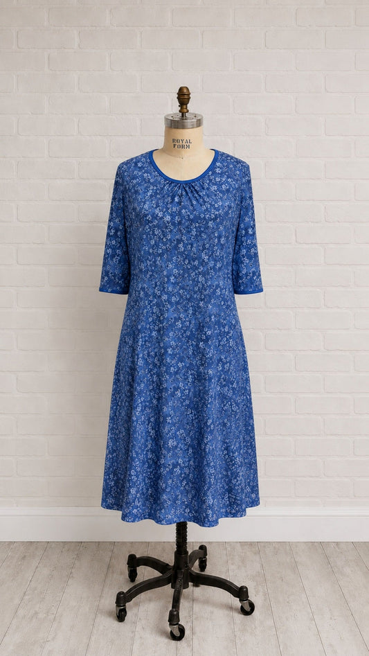 1XN131-2D315-Adaptive Nightgown With Pleats At Neckline