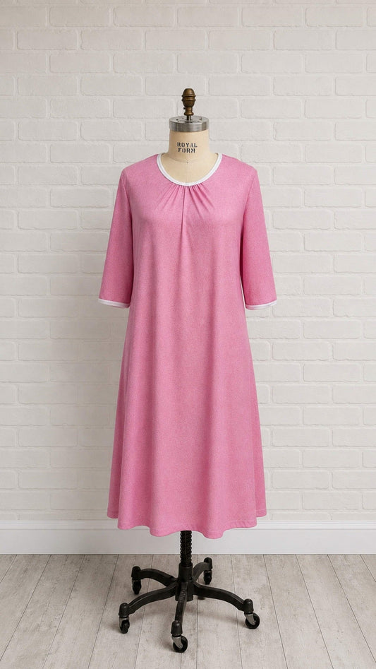 1XN131-2D316-Adaptive Nightgown With Pleats At Neckline
