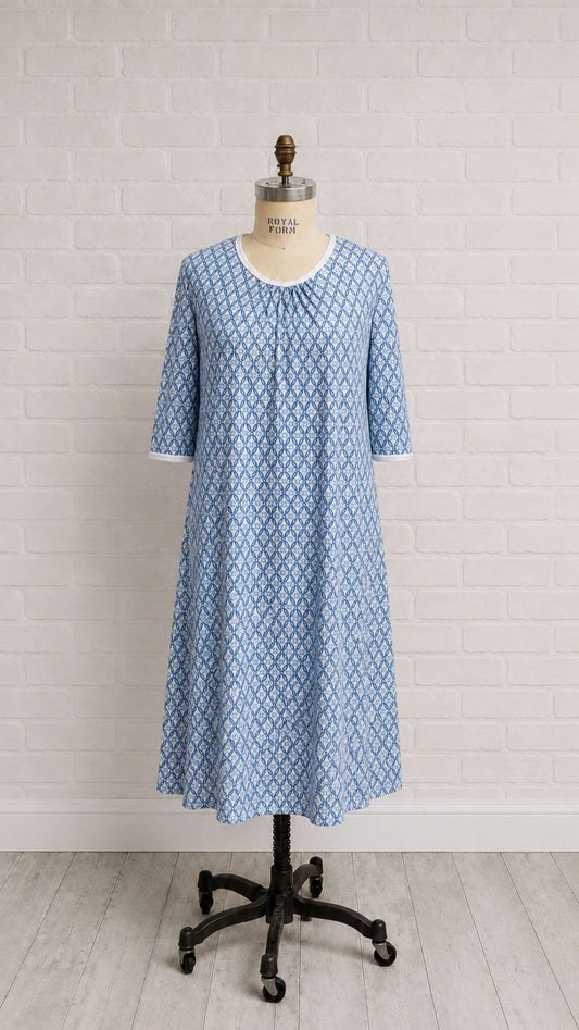 1XN131-2D317-Adaptive Nightgown With Pleats At Neckline