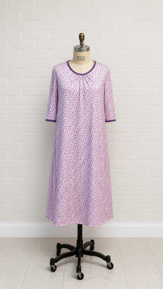 1XN131-2D318-Adaptive Nightgown With Pleats At Neckline