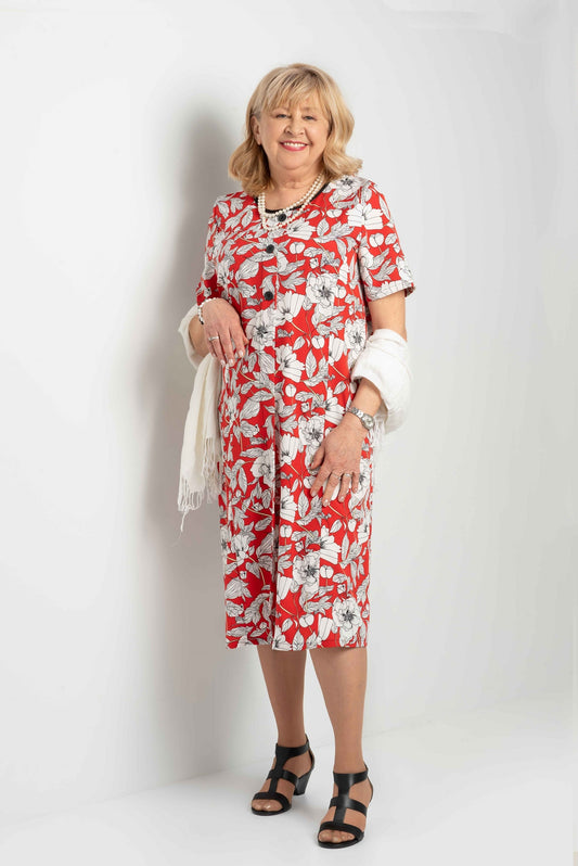 1XR811-Robe avec fausse boutonnière