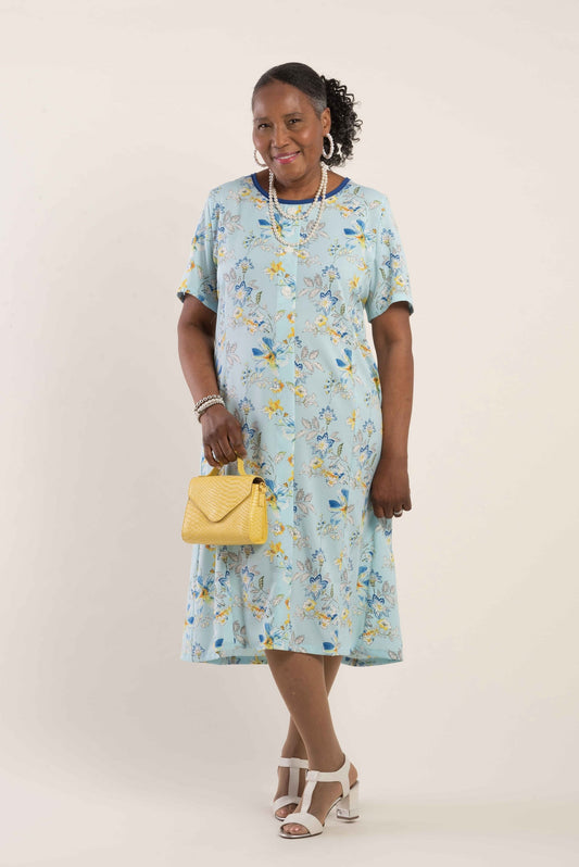 1XR811-Robe avec fausse boutonnière