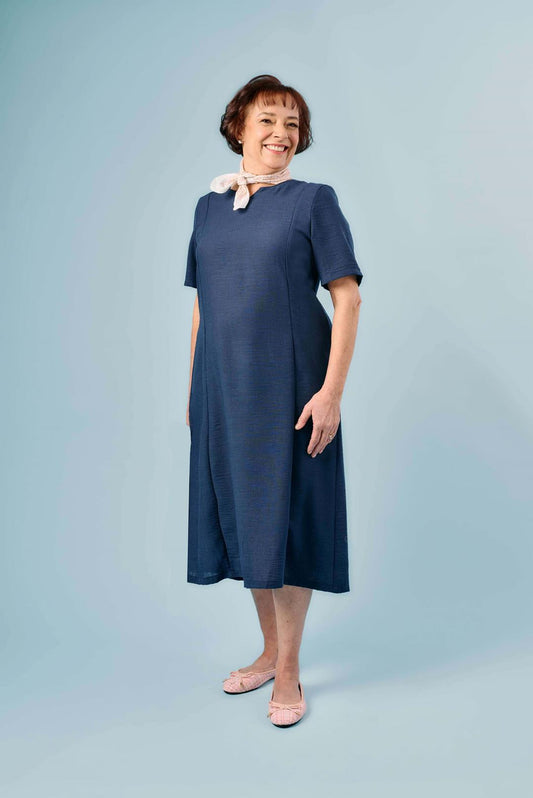 1ZR821-2D116-Adaptive Dress, Short Sleeves, Linen Look